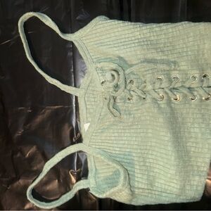 Forever 21 Teal Lace-Up Ribbed Camisole